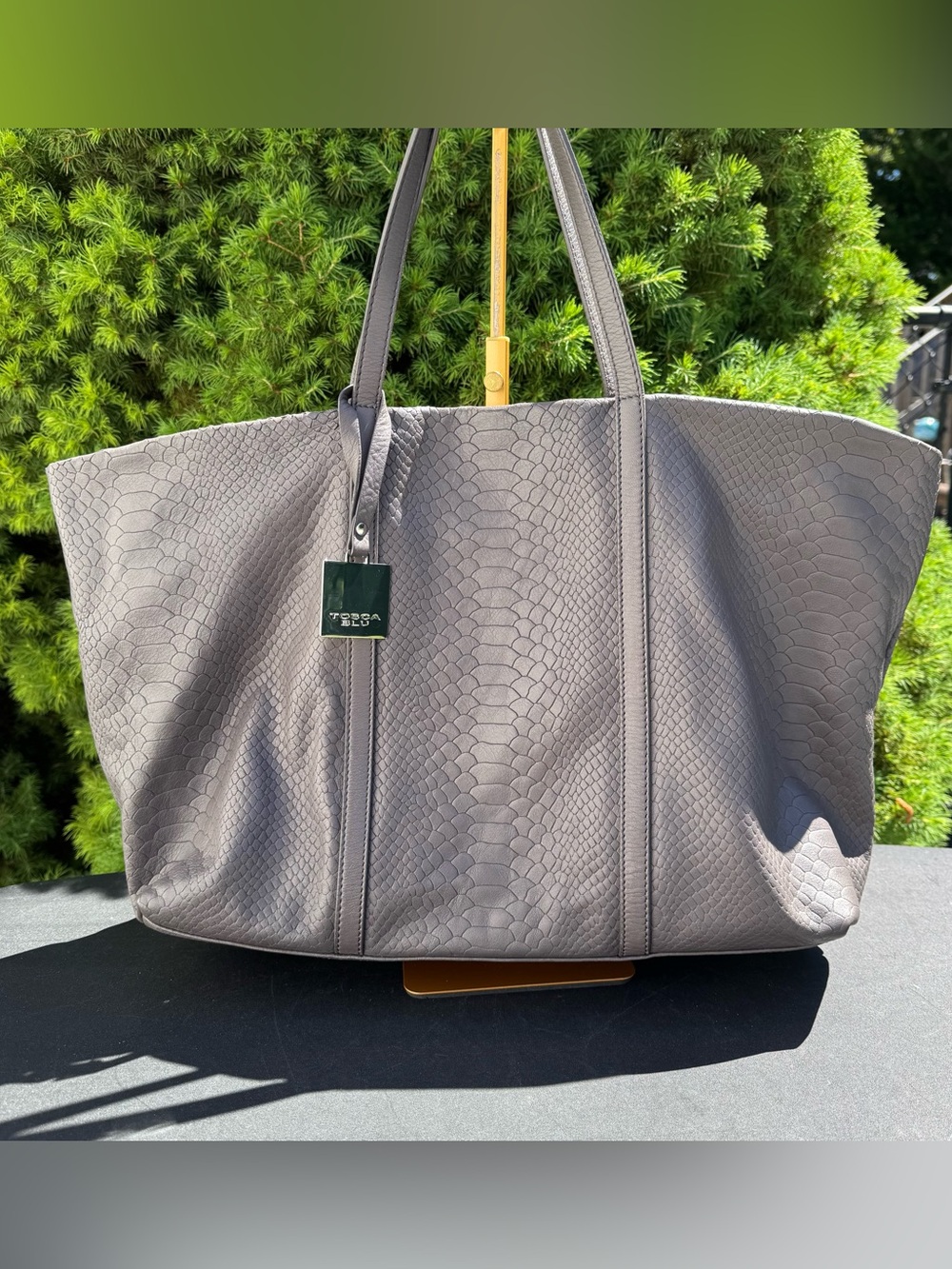Tosca Blu Snakeskin Embossed Italian Leather in Gray